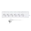Obrázek Solight 6z prodlužovací přívod, 2m, 3 x 1mm2, bílý, 6+1 vypínač