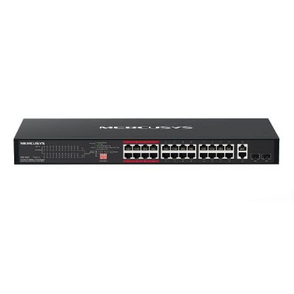 Obrázek MERCUSYS switch MS126CP (24 x 100Mb/ s, 24xPoE+, 2xGbE/ SFPcombo, 295 W)