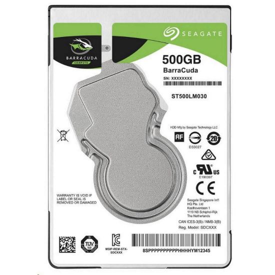 Obrázek SEAGATE HDD BARRACUDA 2.5" 500 GB, SATAIII/ 600 5400RPM, 128MB cache, 7mm