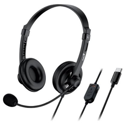 Obrázek GENIUS sluchátka HS- 230U, USB- C, 2.4m, černá