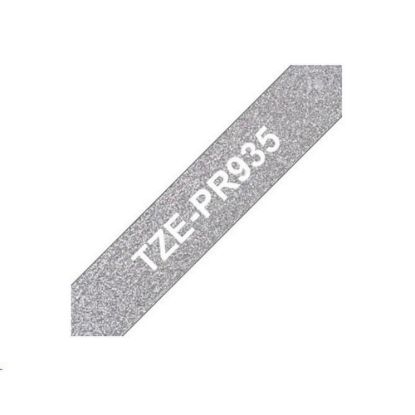 Obrázek BROTHER TZe- PR935- kazeta TZ šířky 12mm, laminovaná TZe- PR935 PREMIUM SILVER / stříbrná páska / bílé písmo