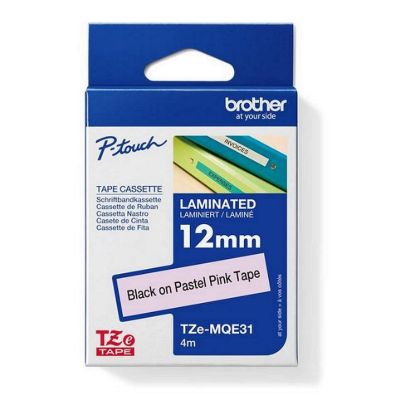 Obrázek BROTHER Originální páska Brother TZe- MQE31- černá na pastelové růžové - 12 mm
