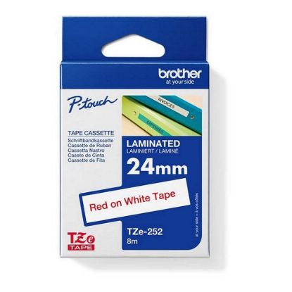 Obrázek BROTHER TZE252 - kazeta TZ šířky 24mm, laminovaná TZE- 252, bílá/ červené písmo