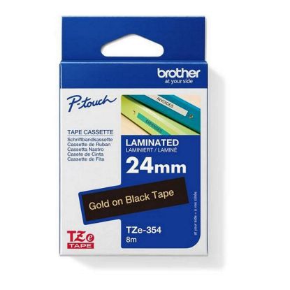 Obrázek BROTHER TZE354 - kazeta TZ šířky 24mm, laminovaná TZE- 354, černá / zlaté písmo - gold