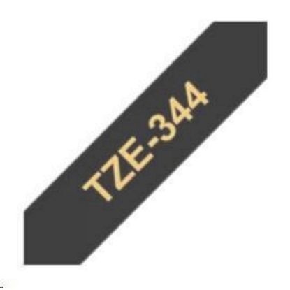 Obrázek BROTHER TZE344 - kazeta TZ šířky 18mm, laminovaná TZE- 344, černá / zlaté písmo - gold