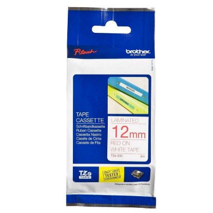 Obrázek BROTHER TZE232 - kazeta TZ šířky 12mm, laminovaná TZE- 232, bílá/ červené písmo