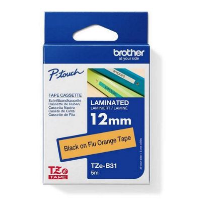 Obrázek BROTHER TZEB31 - kazeta TZ šířky 12mm, laminovaná TZE- B31, signální oranžová/ černé písmo