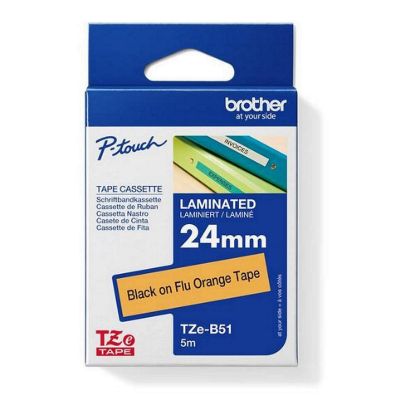 Obrázek BROTHER TZEB51 - kazeta TZ šířky 24mm, laminovaná TZE- B51, signální oranžová/ černé písmo