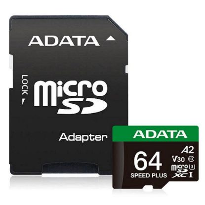 Obrázek ADATA MicroSDXC karta 64 GB Speed Plus, U3, C10, A2, V30 (R: 160/ W: 140 MB/ s) + SD adaptér