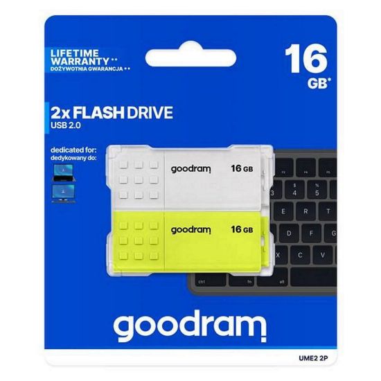 Obrázek GOODRAM Flash Disk 2 x 16 GB UME2, USB 2.0, bílá, žlutá