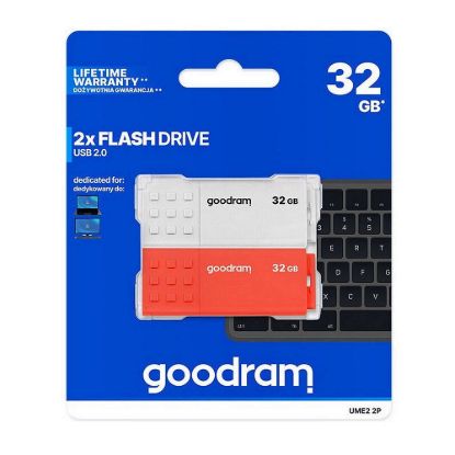Obrázek GOODRAM Flash Disk 2 x 32 GB UME2, USB 2.0, bílá, červená