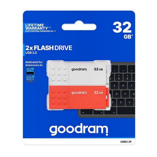 Obrázek GOODRAM Flash Disk 2 x 32 GB UME2, USB 2.0, bílá, červená