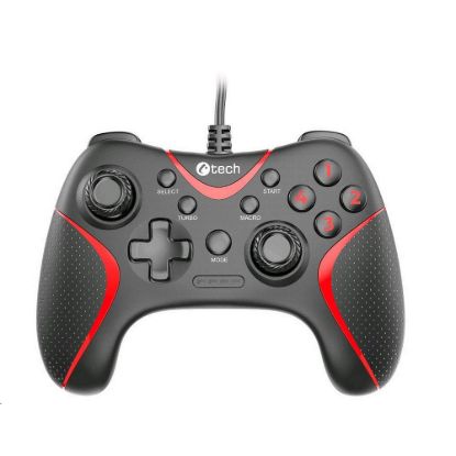 Obrázek C- TECH gamepad Theon pro PC/ PS3, 2 programovatelná makro tlačítka, 2x analog, X- input, vibrační, 1, 8m kab