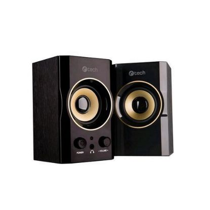 Obrázek C- TECH repro SPK- 11, 2.0, dřevěné, černo- zlaté, USB