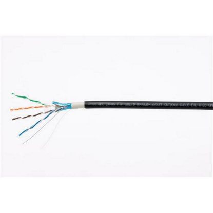 Obrázek FTP kabel LYNX Cat5E, drát, dvojitý venkovní PE+PVC, černý, 305m cívka