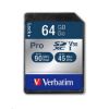 Obrázek VERBATIM SDXC karta 64 GB Pro, U3, V30 (R: 90/ W: 45 MB/ s)