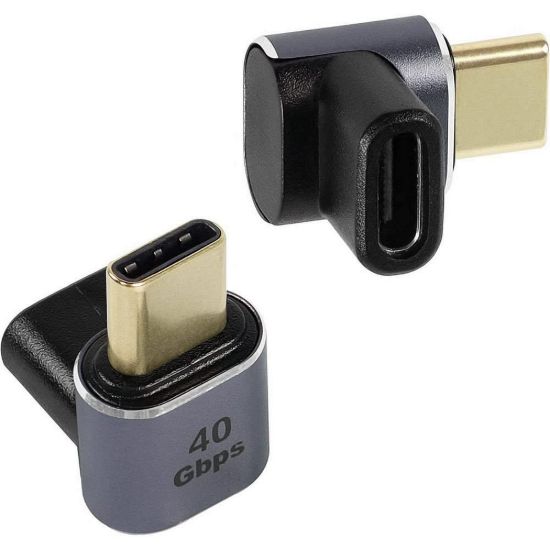 Obrázek PremiumCord Adaptér USB- C na USB- C, USB 4.0, zahnutý 90°