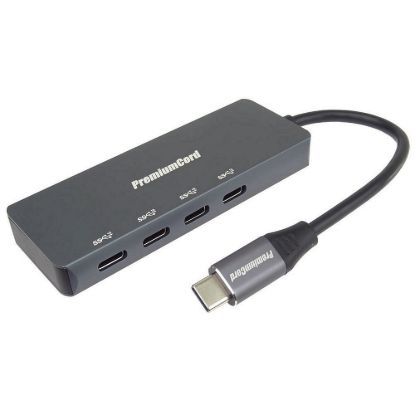 Obrázek PREMIUMCORD Hub USB- C na 4x USB 3.2 Typ- C, 5G SuperSpeed, Aluminum