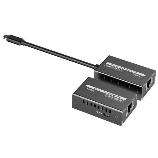 Obrázek PremiumCord USB- C na HDMI extender přes patch kabel Cat5e/ 6/ 6a 4K@60 Hz na 60m