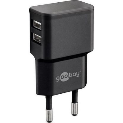 Obrázek Goobay Napájecí a nabíjecí adaptér 230V na 2x USB, max.2, 4A, černý