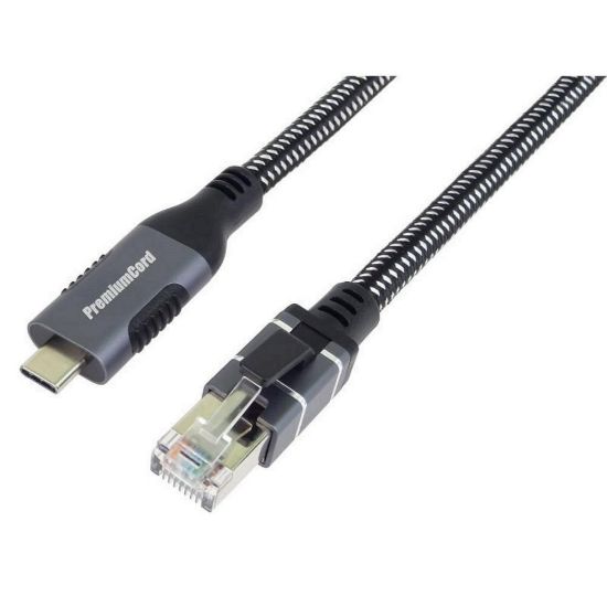 Obrázek PremiumCord Ethernetový kabel USB- C na LAN RJ45 10/ 100/ 1000, 1m