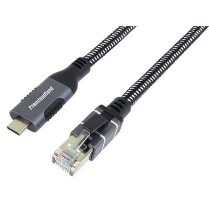 Obrázek PremiumCord Ethernetový kabel USB- C na LAN RJ45 10/ 100/ 1000, 3m