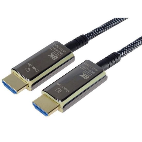 Obrázek PREMIUMCORD Ultra High Speed HDMI 2.1 optický fiber kabel 8K@60 Hz, zlacené 50m