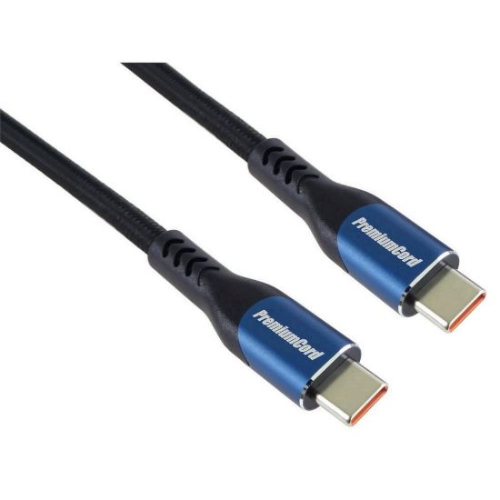 Obrázek PremiumCord USB- C kabel ( USB 3.2 GEN 2 x 2, 5A, 100 W, 20Gbit/ s ) 2m, bavlněný oplet