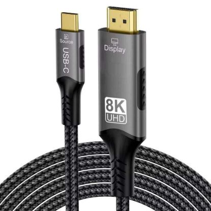 Obrázek PremiumCord USB- C na HDMI kabel 2m rozlišení obrazu 8K@60 Hz, 4K@144 Hz Aluminium