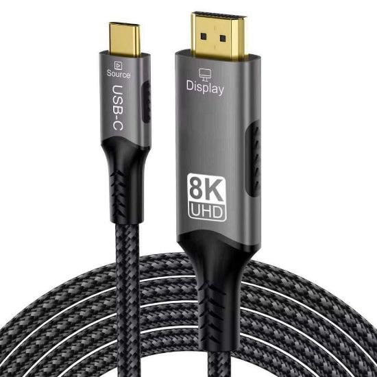 Obrázek PremiumCord USB- C na HDMI kabel 2m rozlišení obrazu 8K@60 Hz, 4K@144 Hz Aluminium