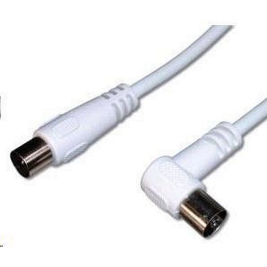 Obrázek PREMIUMCORD TV kabel anténní propojovací 3m, konektor 90° (koaxiální, M/ F, 75 Ohm)