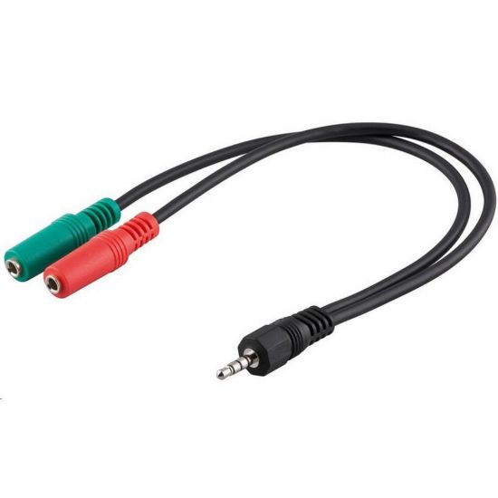 Obrázek PREMIUMCORD Adaptér Jack 3, 5mm 4pin - 2x stereo Jack 3, 5mm, redukce (M/ 2xF, 4 pólový)
