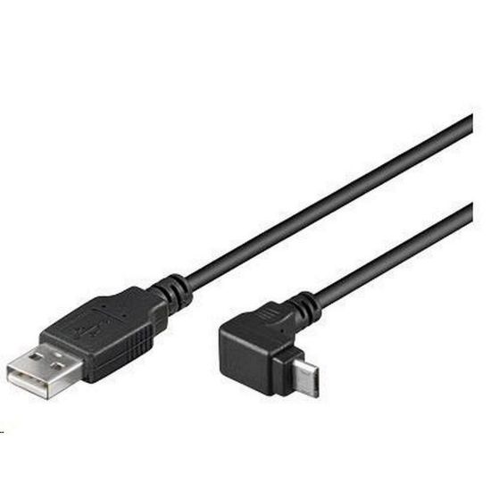 Obrázek PremiumCord Kabel micro USB 2.0, A- B, konektor do úhlu 90° 1.8m (černý)