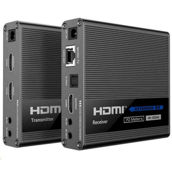 Obrázek PremiumCord HDMI 2.0 extender Ultra HD 4kx2k@60 Hz na 70m zapojení do kaskády