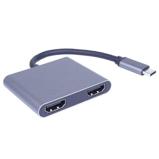 Obrázek PremiumCord MST adapter USB- C na 2x HDMI, USB3.0, PD, rozlišení 4K a FULL HD 1080p