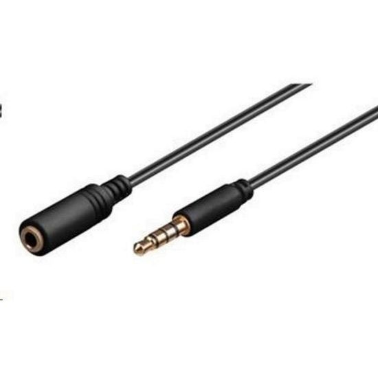 Obrázek PREMIUMCORD Kabel Jack 3, 5mm 4 pinový M/ F 3m pro Apple iPhone, iPad, iPod
