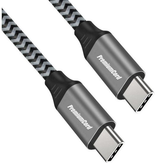 Obrázek PREMIUMCORD Kabel USB- C M/ M, 100 W 20V/ 5A 480Mbps bavlněný oplet, 1m