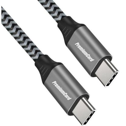 Obrázek PREMIUMCORD Kabel USB- C M/ M, 100 W 20V/ 5A 480Mbps bavlněný oplet, 2m