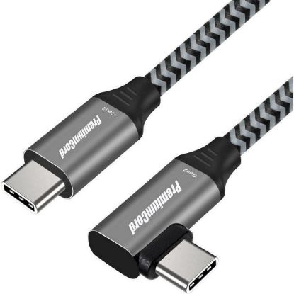 Obrázek PREMIUMCORD Zahnutý kabel USB- C (USB 3.2 Gen 2, 3A, 60 W, 20Gbit/ s), hliníkové krytky konektorů, 1m