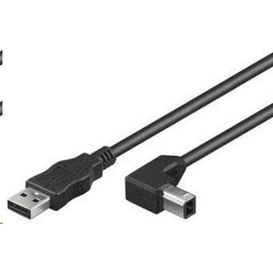 Obrázek PREMIUMCORD Kabel USB 2.0 A- B propojovací 5m - zahnutý B konektor 90°