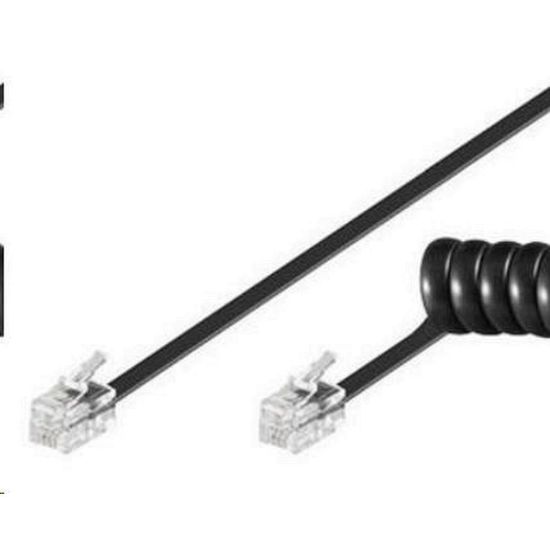 Obrázek PremiumCord Kabel telefonní sluchátkový kroucený 4 žíly 2m - černý