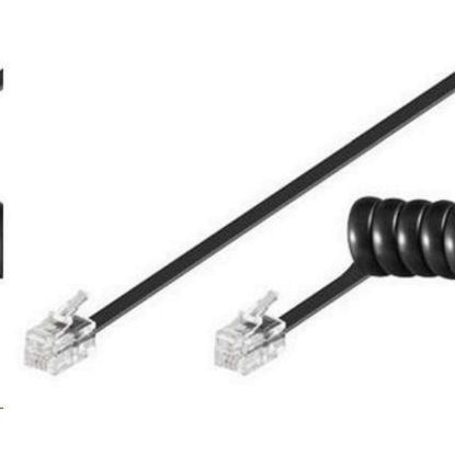 Obrázek PremiumCord Kabel telefonní sluchátkový kroucený 4 žíly 4m - černý