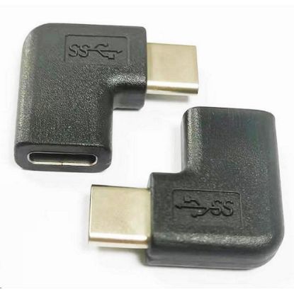Obrázek PremiumCord Adaptér USB- C/ male - C/ female zahnutý 90°