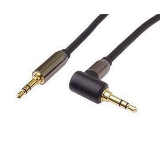 Obrázek PremiumCord HQ stíněný kabel stereo Jack 3.5mm - Jack 3.5mm zahnutý 90°, 3m