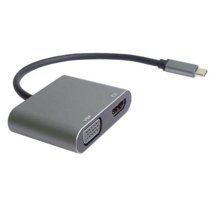 Obrázek PremiumCord MST adaptér USB- C na HDMI + VGA, rozlišení 4K a FULL HD 1080p