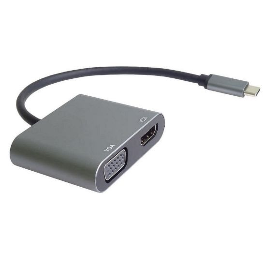 Obrázek PremiumCord MST adaptér USB- C na HDMI + VGA, rozlišení 4K a FULL HD 1080p