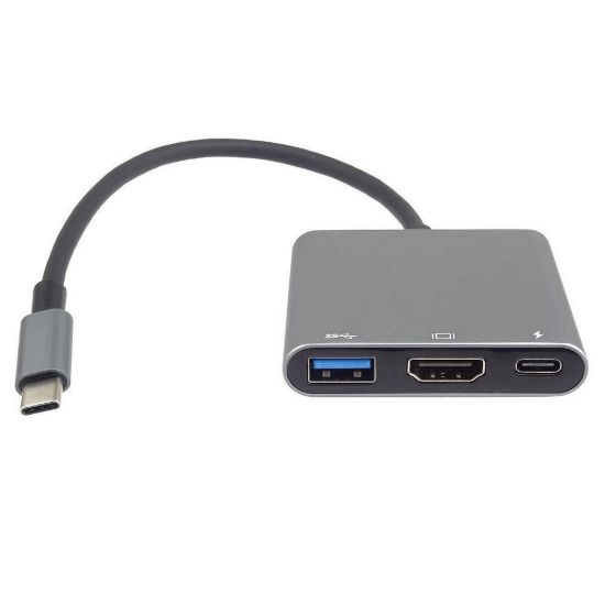 Obrázek PremiumCord Adaptér USB- C na HDMI + USB3.0 + PD, rozlišení 4K a FULL HD 1080p