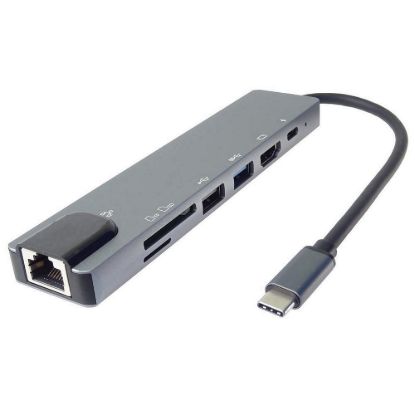 Obrázek PremiumCord Adaptér USB- C na HDMI + USB3.0 + USB2.0 + PD + SD/ TF + RJ45