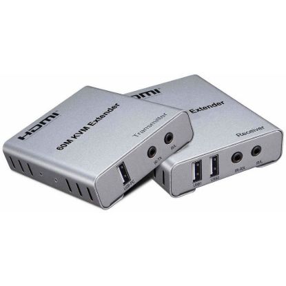 Obrázek PremiumCord HDMI KVM extender s 2xUSB na 60m s audiem přes jeden kabel Cat5/ 6