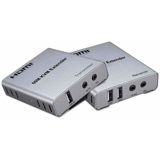 Obrázek PremiumCord HDMI KVM extender s 2xUSB na 60m s audiem přes jeden kabel Cat5/ 6